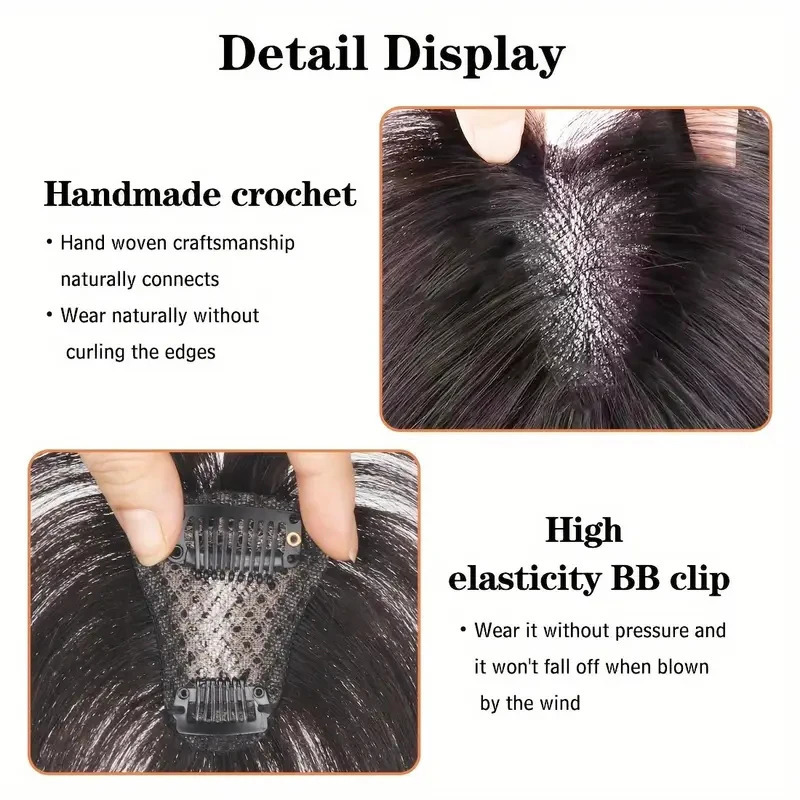 Handmade Crocheted Clip-In Hair Cover for Women Natural Straight Human Hair Thin And Breathable Comfortable to Wear Seamless 241225