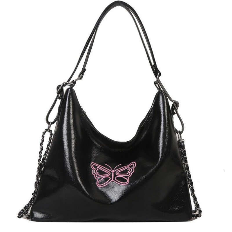 New Fashionable Embroidered Butterfly Multi Purpose Shoulder Bucket Bag, Casual Soft Surface Large Capacity Women's Backpack
