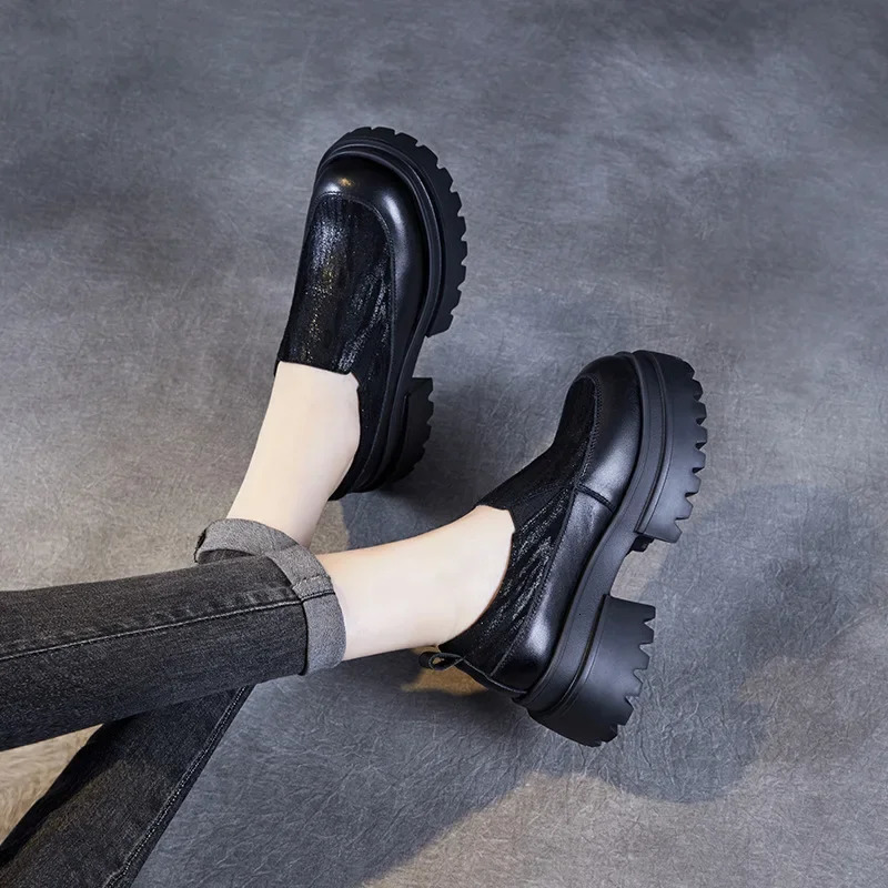 Koznoy 6cm Suede Cow Genuine Leather Ankle Boots Women Autumn Chelsea Flats Spring Mary Jane Platform Wedge Pumps Shoes 241225