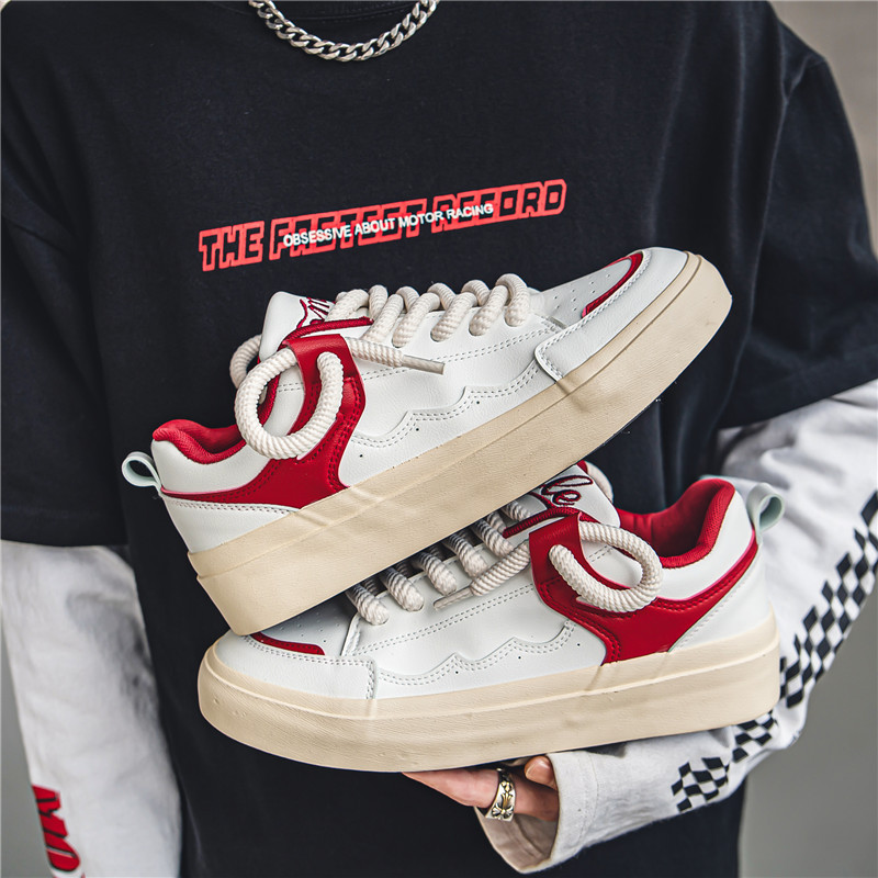 Men Casual Fashion Hot Sale Leisure Skateboard Shoes Thick Sole Niche Design Trendy Triple Beige Red fashion