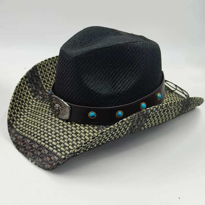 Western cowboy hat str mens and womens hat fashion big Brim str outdoor hat Sunshade jazz hat Panama sombrero vaquero homb W241225
