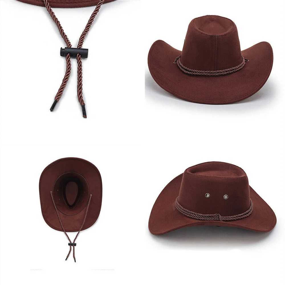New artificial suede Western cowboy hat retro big edge gentleman cowboy girl jazz hat holiday party role-playing hat W241225