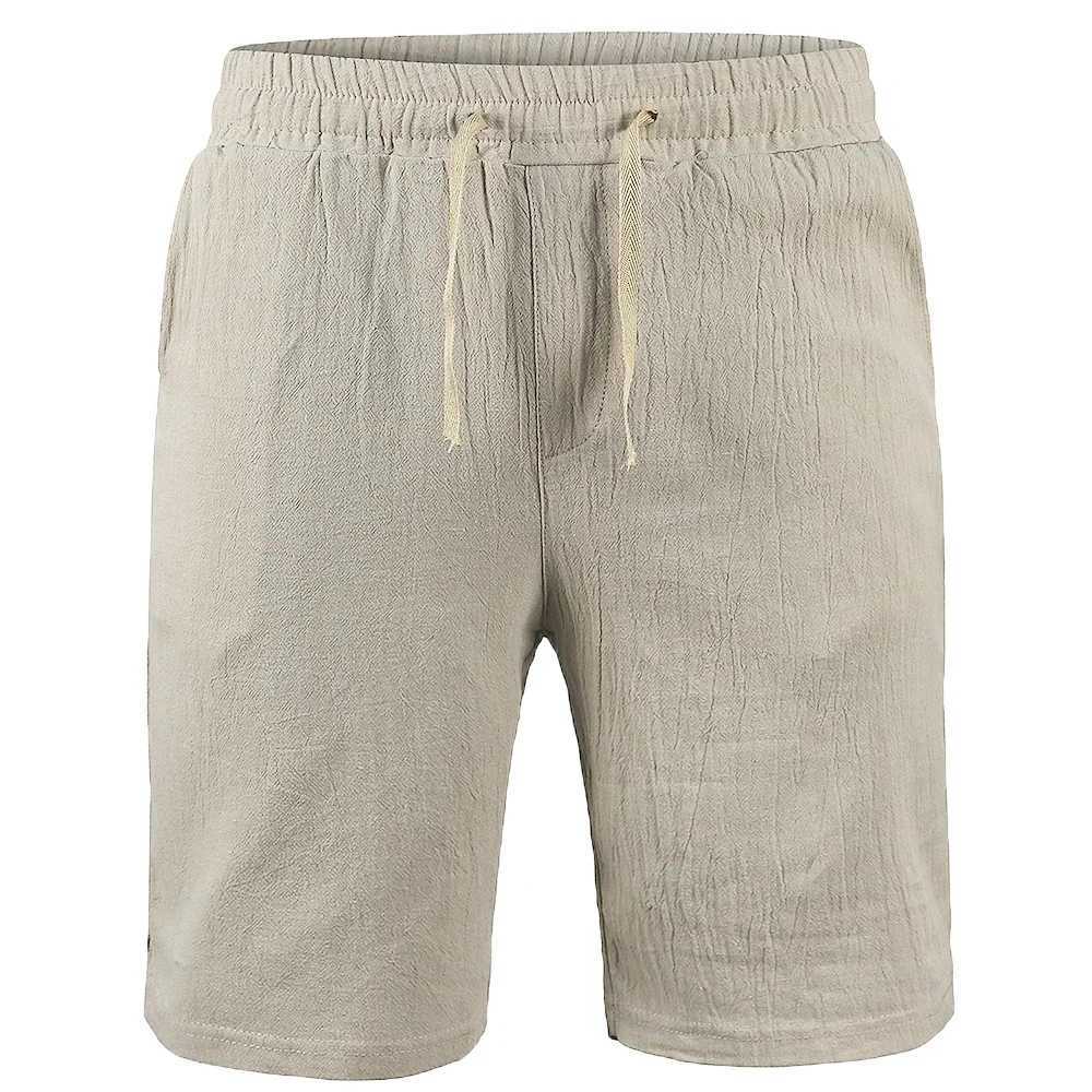 New Mens Cotton Linen Shorts Pants Male Summer Breathable Solid Color Linen Trousers Fitness Streetwear S-3XL W241226