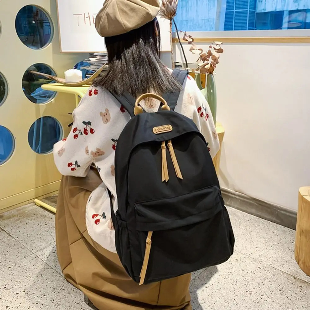Solid Color Backpack Student School Bag Japan and South Korea Teenage Girls Simple Large-capacity Backpack Rucksack Bags 241226