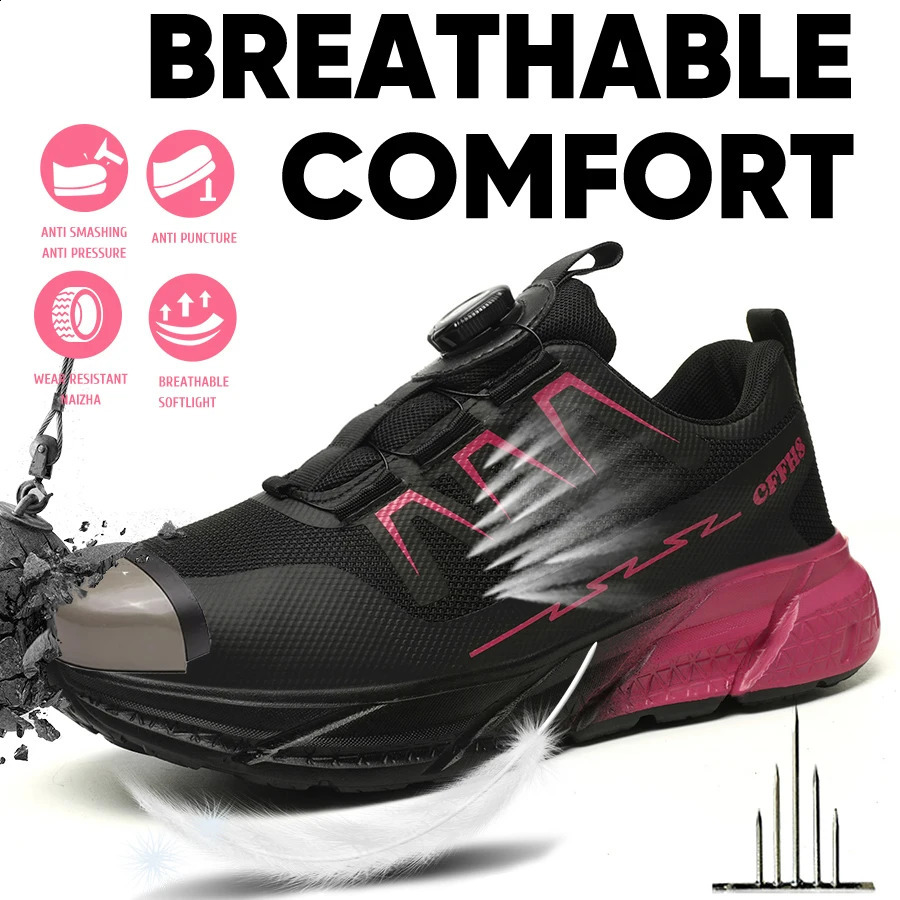 Comfortable Steel Toe Safety Shoes for Women Anti-puncture Work Shoes Female Breathable Shoes Indestructible Work Safety Boots 241226