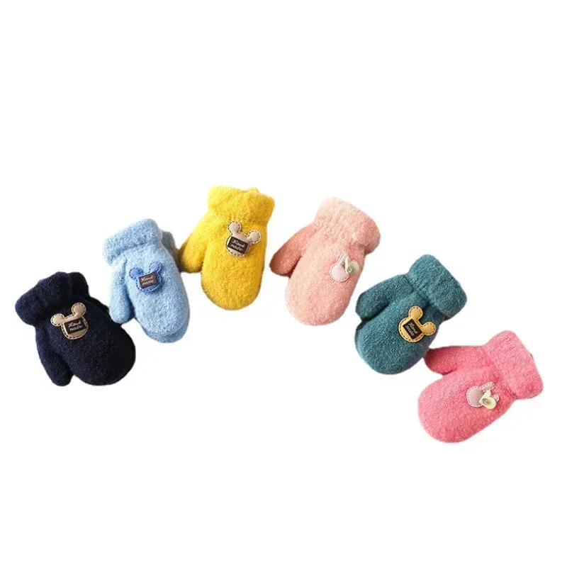 16 Years Old Baby Mittens born Children Kids Winter Gloves Mohair Plush Thick Boys Girls 241225