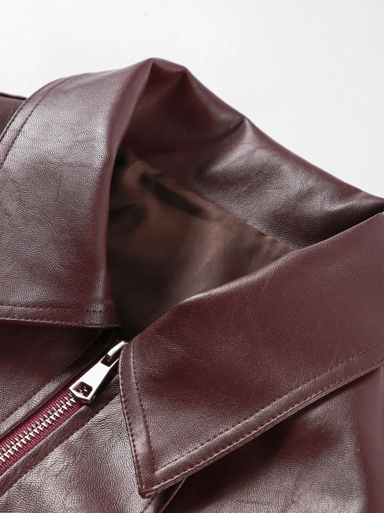 Women Zipper Leather Bomber Jackets Coats Turndown Collar Long Sleeve Top Coat Motorcycle 2024 Autumn Vintage Chic Lady Outwear 241223