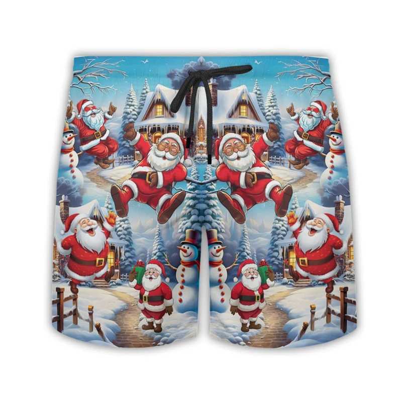 Hawaiian Santa Claus Beach Shorts Fun Design Mens Shorts Mens Christmas Childrens Gift Luggage Tropical Christmas Aloha Bermuda W241226