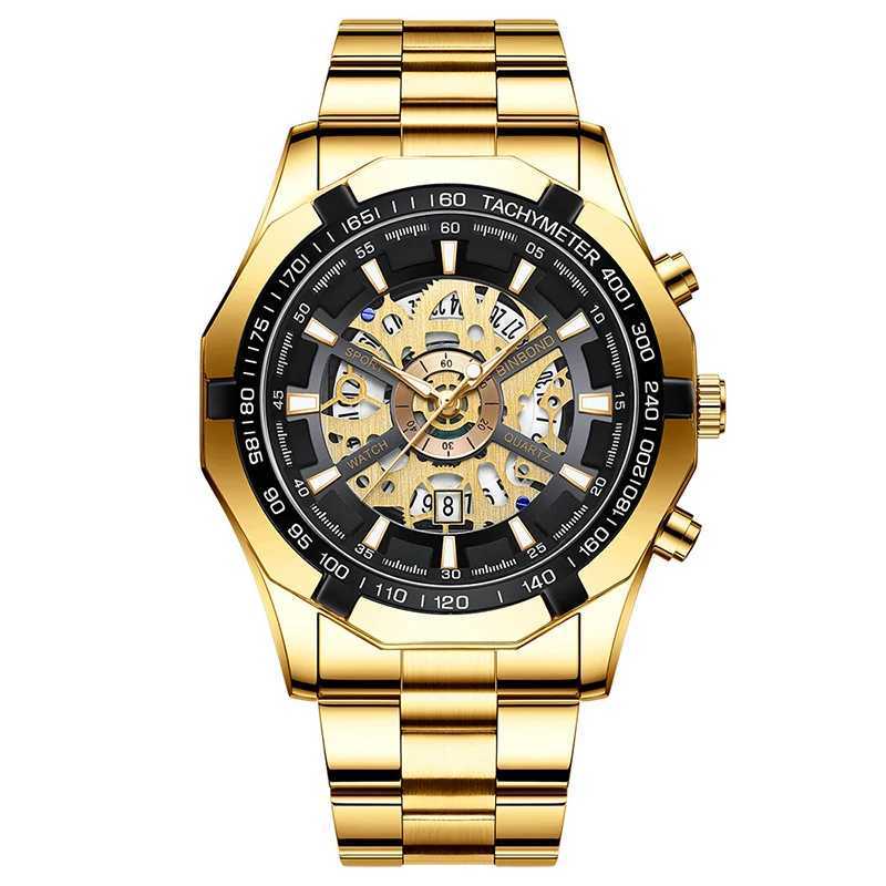 New Arrival UTHAI mens watch light luxury business hollow luminous pointer waterproof stainless steel metal strap quartz watch H169 Z241226