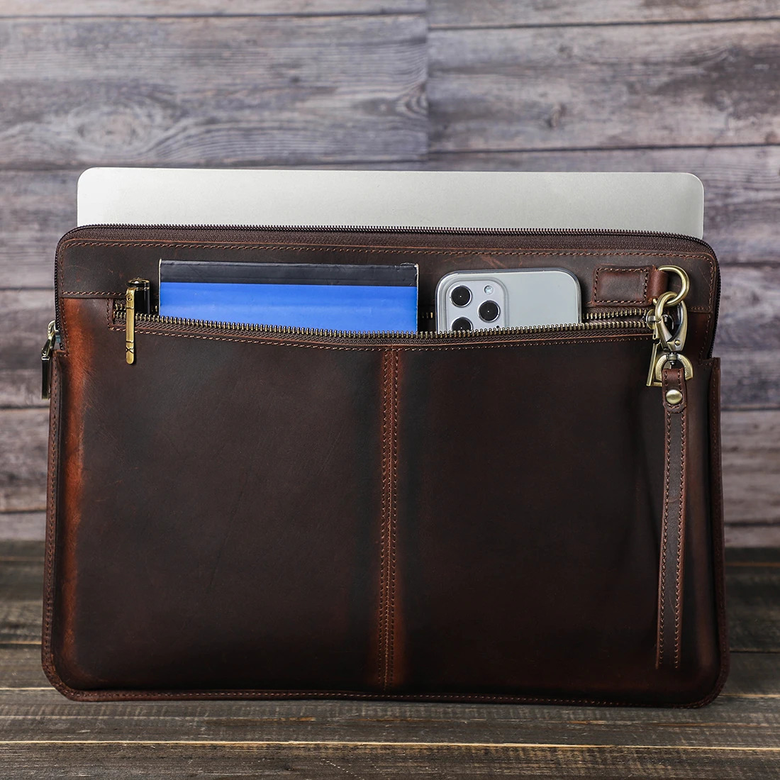 Laptop Briefcase Men For Air Pro 13 14 15 inch Cowhide Handbag Sleeve Tablet Pouch Case Thinkpad Matebook Funda 241225