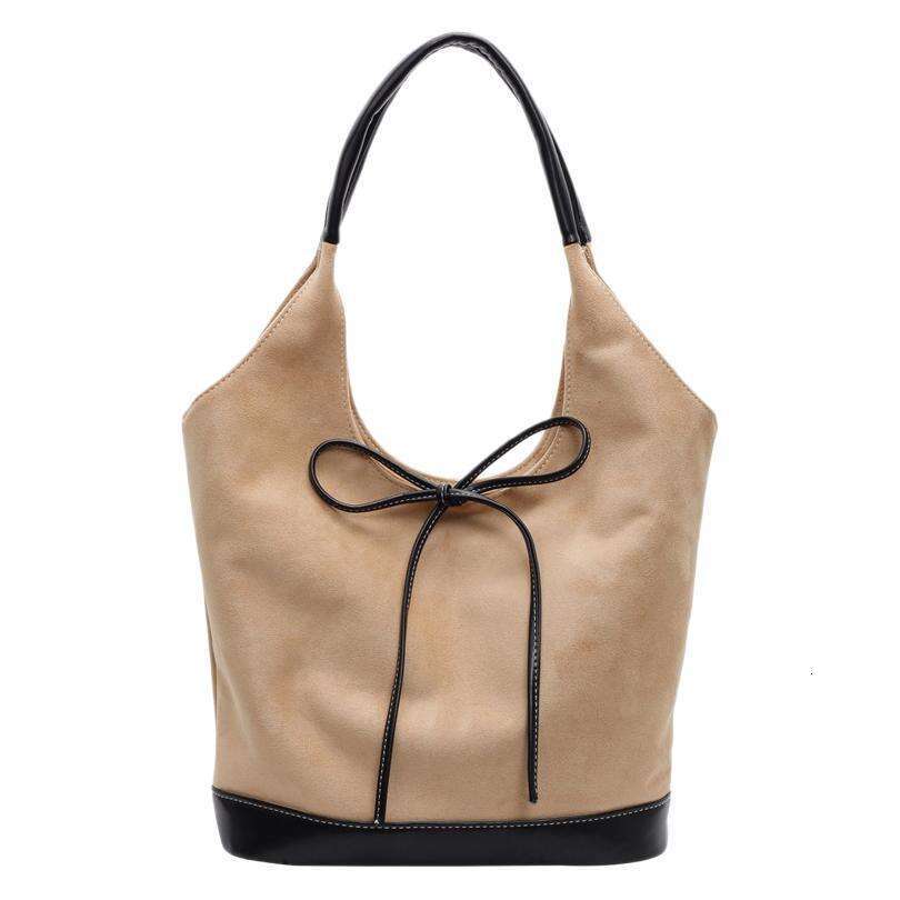 Retro Frosted Large Capacity For Women, New Mirad Texture Shoulder Bag, Niche Bow Commuting Tote Bag