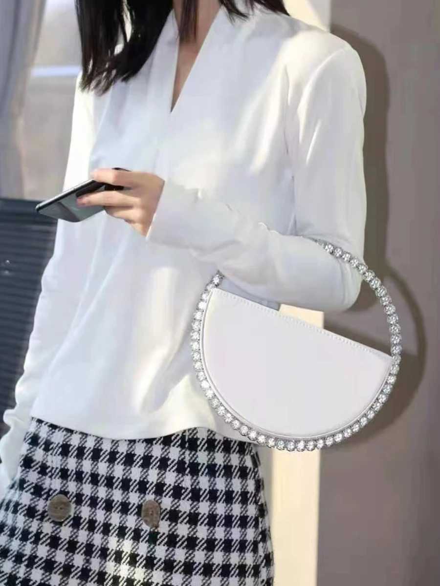 High Quality Diamond round ring evening bag fashionable artificial leather clutch wallet elegant handbag for ladies party dance party wedding T241225