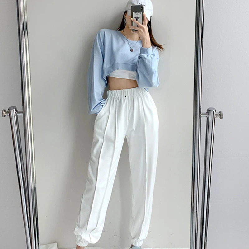 Women Long Sleeve Cropped Crop Top Hoodies Sweatshirt Causal Loose Pullover Tops Dropship 241225