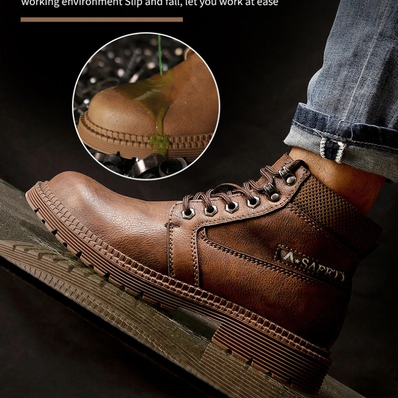 Fashion Men Work Safety Boots Safety Shoes Anti-smash Work Sneakers Safety Shoes Men Indestructible Work Boots 241226
