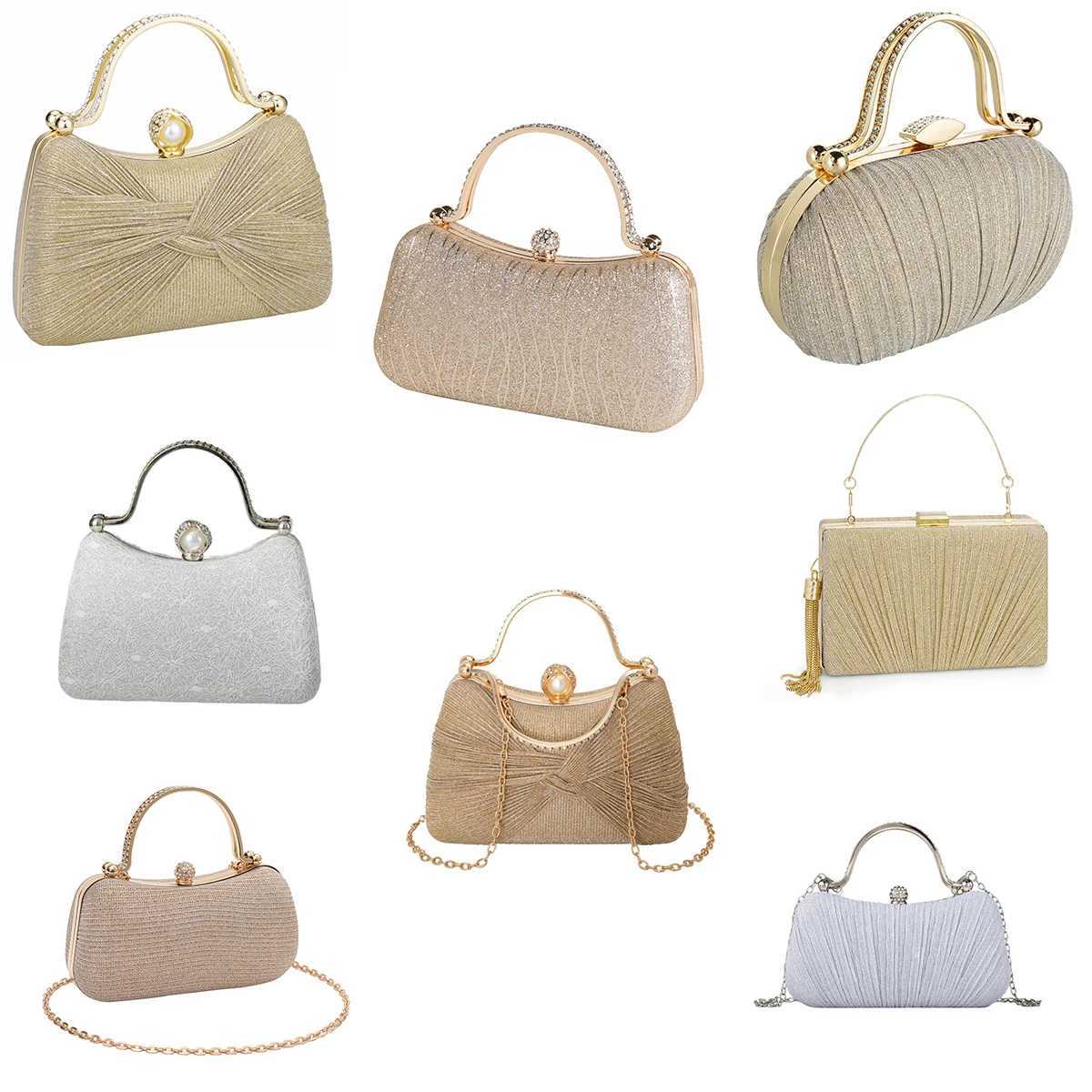 High Quality Luxury Design Womens Evening Bag Party Banquet Flash Top Handbag Womens Wedding Clutch Handbag Wallet Chain Shoulder Bag T241225