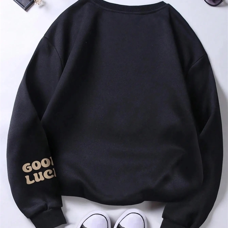 Enioy The Little Things Letter Printing Sweatshirt Women Street Pullover Warm Soft Hoodies Loose Crewneck Fleece Female Clothing 241225