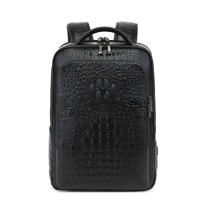Mens Genuine Leather Computer Backpack Large Capacity Business Computer Travel Bag Pattern Waterproof Bag 241225
