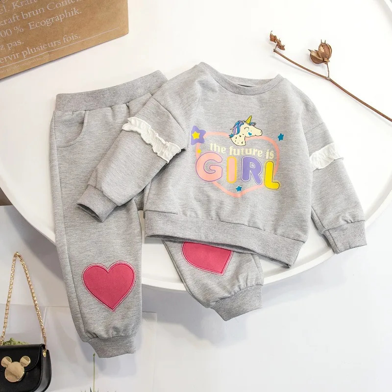 Kids Girls Clothes Sets Autumn Spring Cartoon Rabbits Girl Pullover TopsPants 2Pcs Fashion Children Sweatshirt Tracksuit 16Yrs 241225
