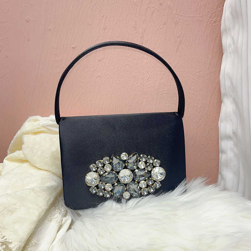 French Style Small Fragrance Socialite Evening Bag Shiny Rhinestones Handbag Small Tote Bag Luxury Hobo Bags 241226