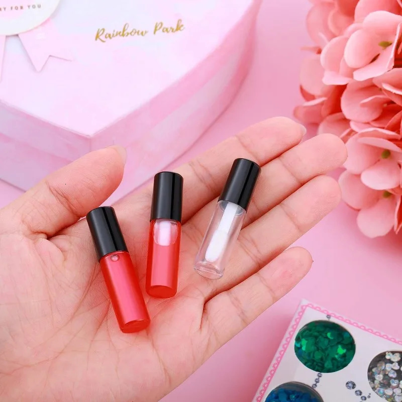 100PCS 1.2ML Empty Clear Mini Lip Gloss Tube Mini Refillable Lip Balm Bottles with Rubber Inserts for DIY Makeup Containers 241225