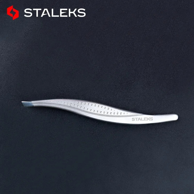 STALEKS TC-12/3 High Precision Eyebrow Tweezers Stainless Steel Slant Tip Tweezers Makeup Tool Tweezer with Storage 241223