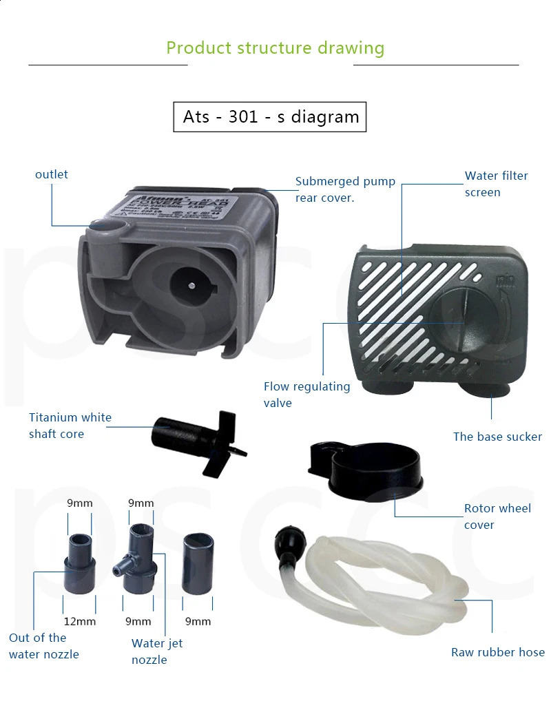 ATman 2.5W 5W 6W 8W 13 27W fishtank waterpump Submersible Water Fountain Pump Filter Fish Pond Aquarium Water Pump Tank Fountain 241225