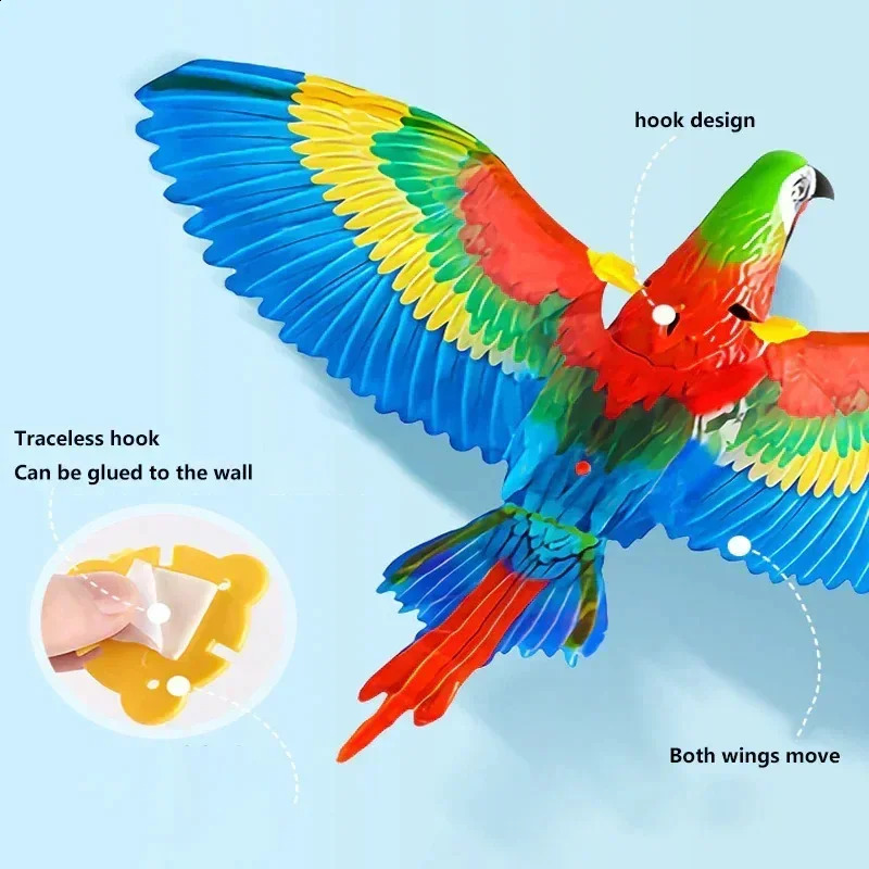 Eagle Parrot Hanging Door Cat Toy Flying Bird Electric Cat Tearer Hanging Sound Playing Cat Stick Cat Pet Toy 241224