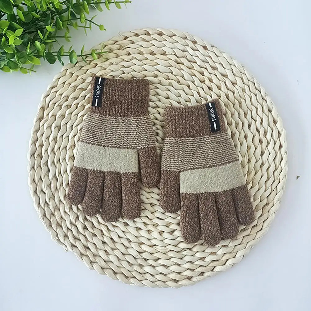 Knitted Thicken Kids Gloves Winter Keep Warm Children Baby Plush Furry Full Finger Mittens Soft for 711Years 241225
