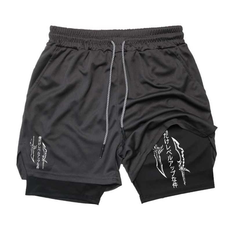 Graphic 2 in 1 Workout Running Shorts for Men Gym Athletic Performance Shorts with Compression Liner Phone Pocket Towel LoopXJ241226