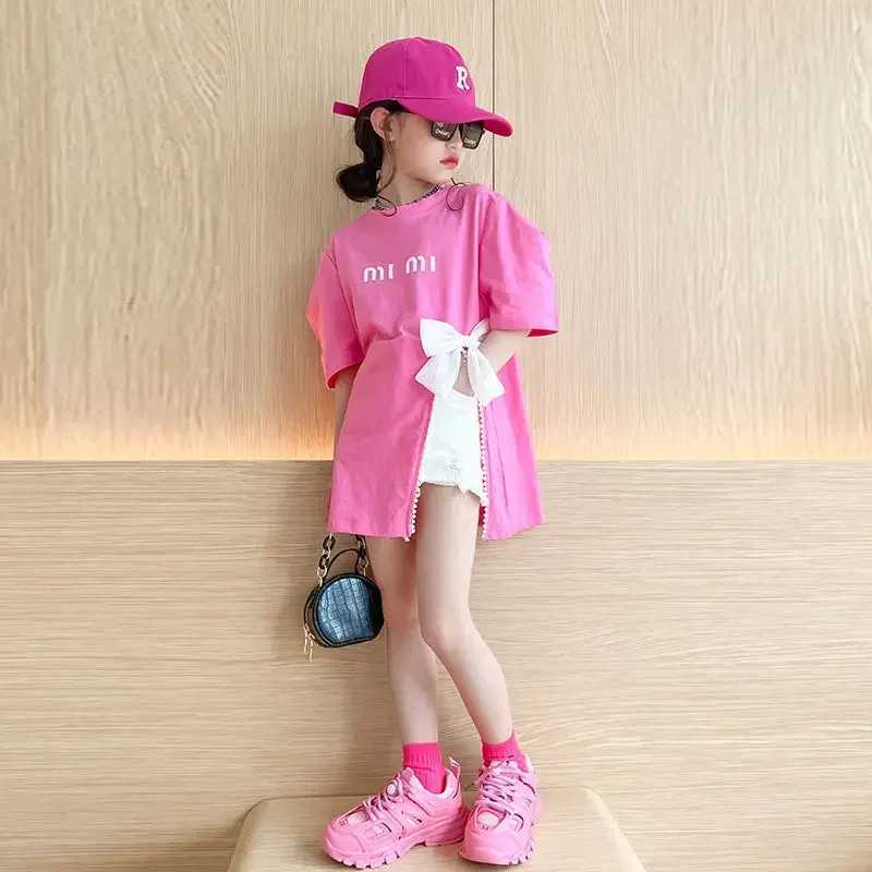 Tshirts Summer girls Tshirts fashionable short sleeved girls clothing teenagers tops childrens clothing childrens clothing preschool girls clothi Y241