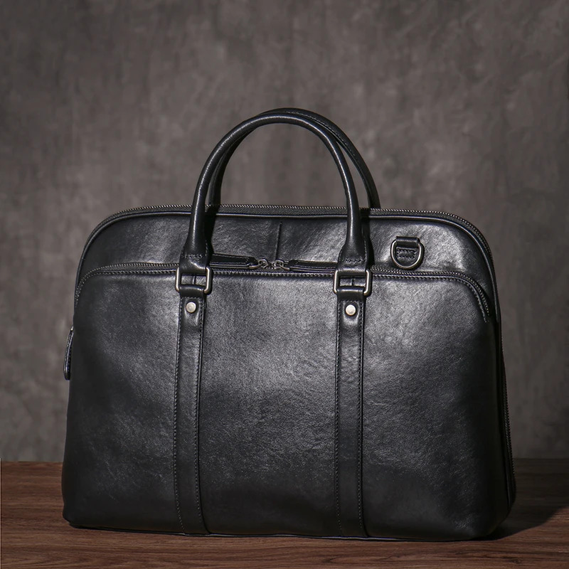 LUOKIR Real Leather Handbag Men Business Travel Briefcase Shoulder Crossbody Portfolio Computer Bag For 15.6 Inch Laptop 241225