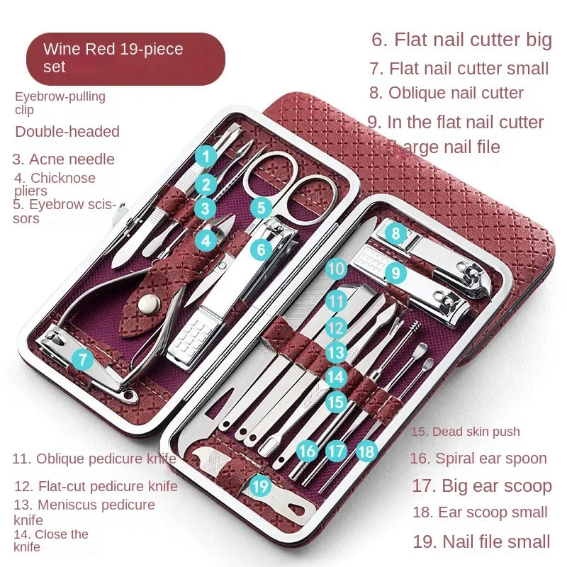 19/1PCS Professional Pedicure Nail Scissors Tool Nail Clipper Set Stainless Steel Manicure Cutter Trimmer Ear Spoon Nail Clipper 241225