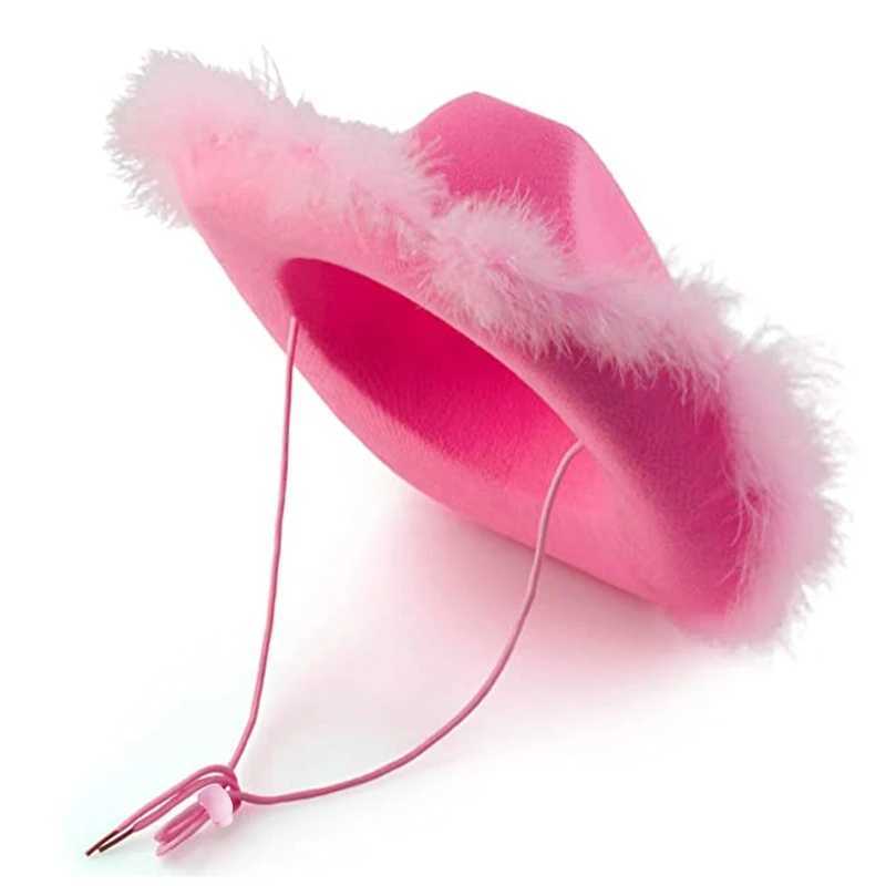 Fashion Pink Cowboy Hat Brim Cowboy Hat Carnival Role Play W241225