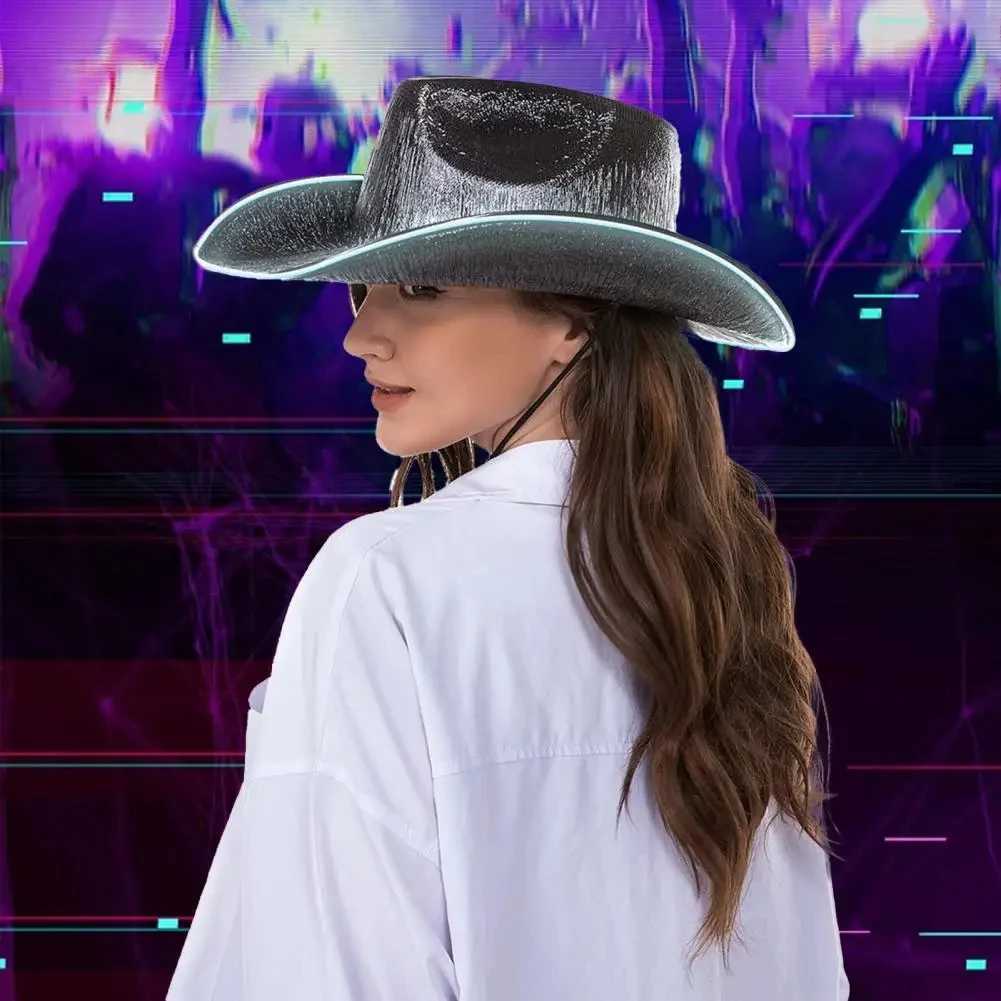 LED Cowboy Hat Makeup Party Hat Cowboy Birtay Party C Jazz Dance Performance Prop Costume Christmas Halloween LED Cowboy Hat W241225