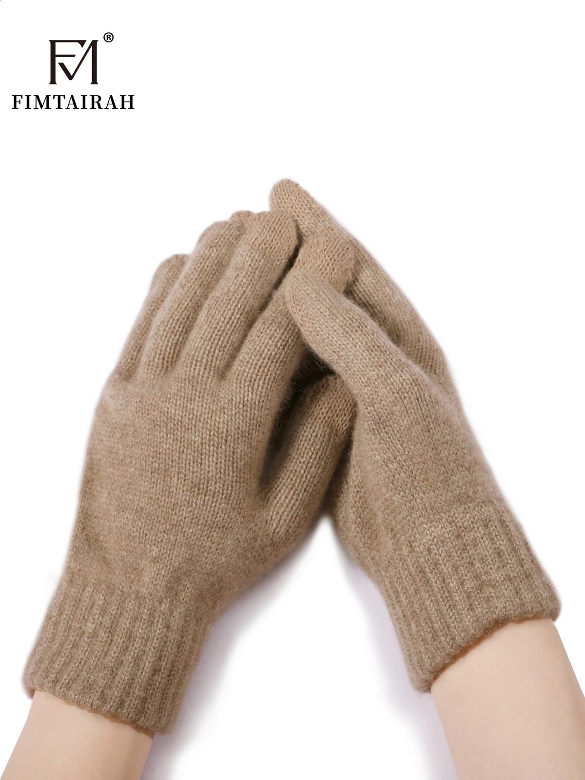 Inner Mongolia cashmere gloves for men and women autumn and winter warm and cold double strand knitted wool solid 241226
