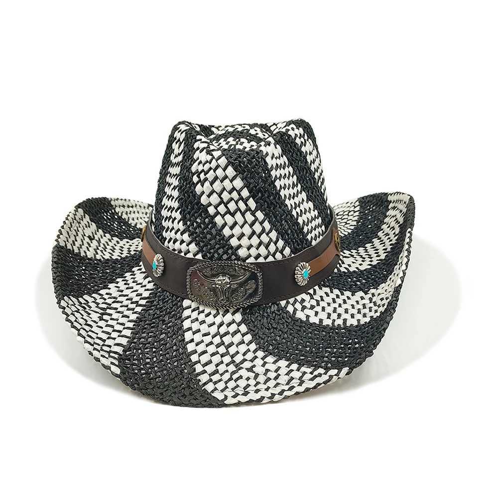 Summer Outdoor Mens and Womens Hand Woven Western Cowboy Each Hat Wide Brown Breathable Beach Multi Color C 2024 New Edition W241225