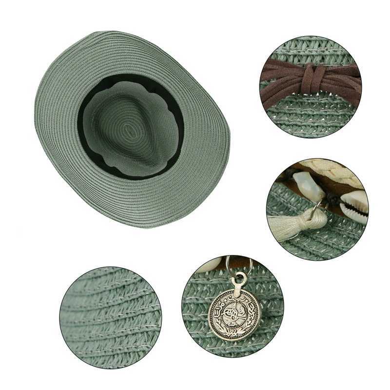 Western style mens denim hat outdoor summer Str hat womens wide Brim sun denim hat W241225