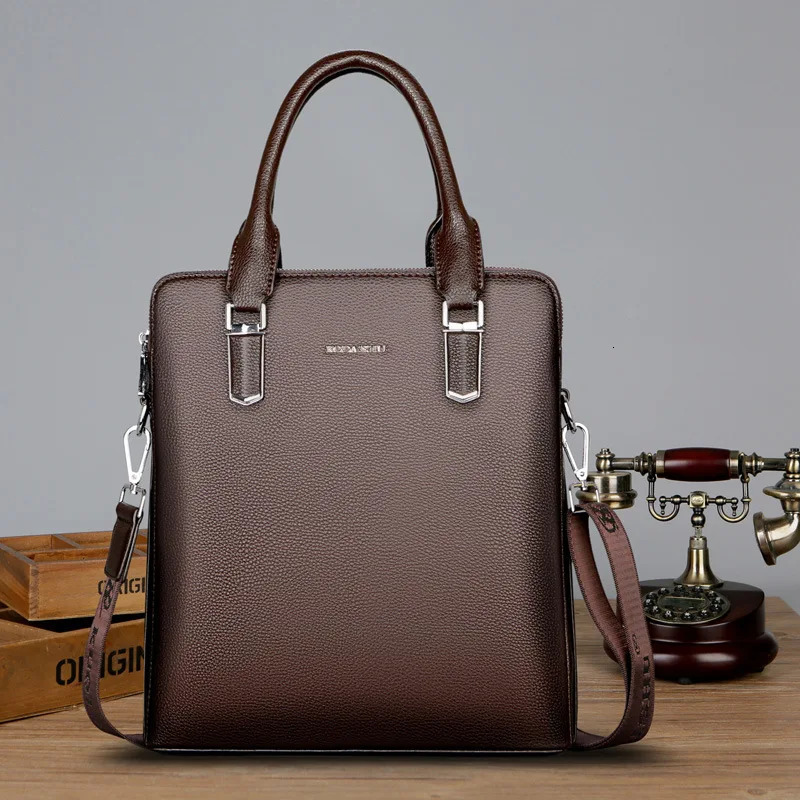 Cow Genuine Leather Business Mens Briefcase Male Briefcase Shoulder Bag Men Messenger Bag Tote Computer Bags 241225