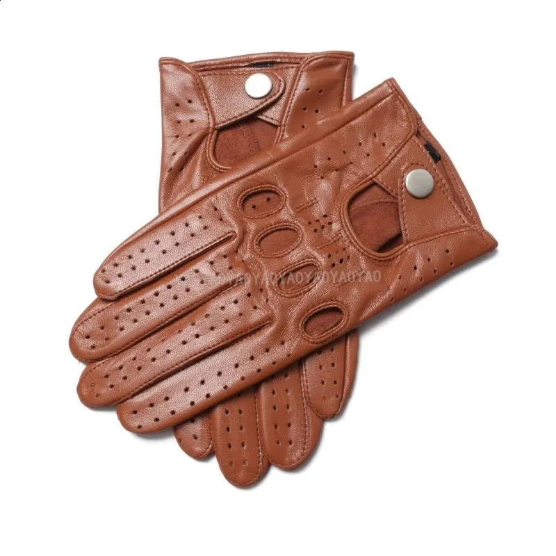 Men Leather Gloves Male Breathable Fashion Classic Goatskin Unlined Thin Spring Summer Driving Mittens 241226