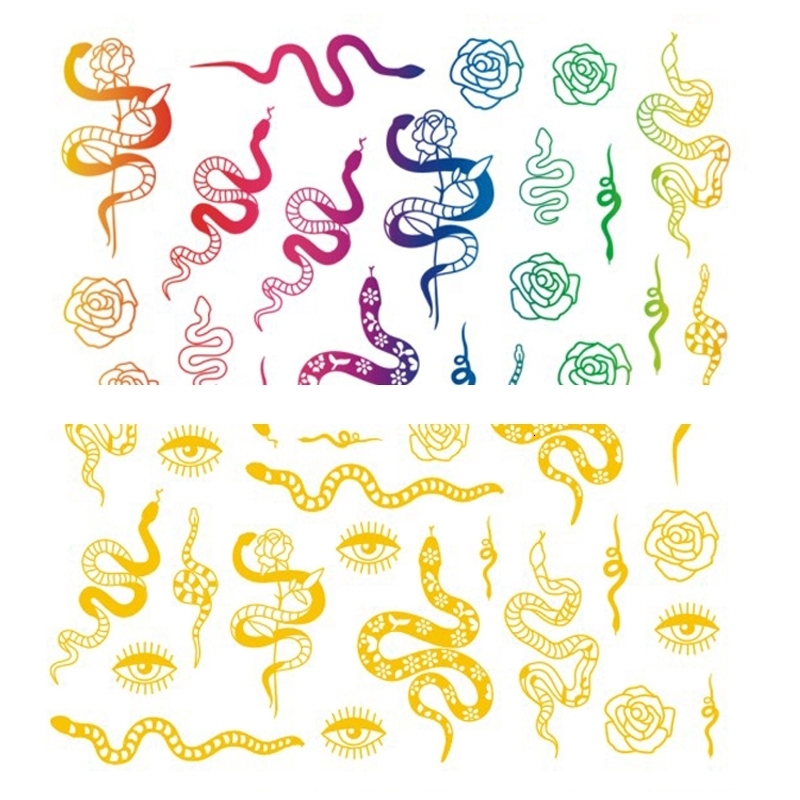 10PCS/Package Rainbow Golden Snake Dragon Nail Art Sticker DIY Bronzing 3D Love Nail Art Applique Nail Supplies 241225