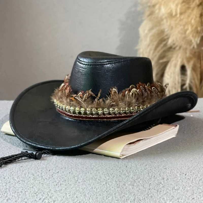 Handmade denim hat wide Brim denim hat suitable for female doctor parties W241225