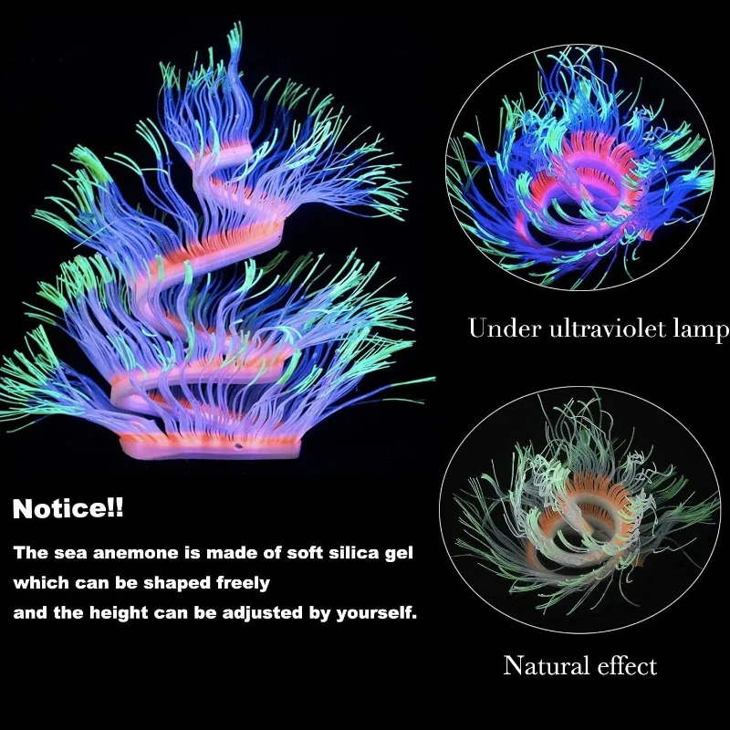 4 Pieces Aquarium Fish Tank Decorations with Glowing Effect Silicone Glow Artificial Ornament Coral Reef Plants Accessories 241225