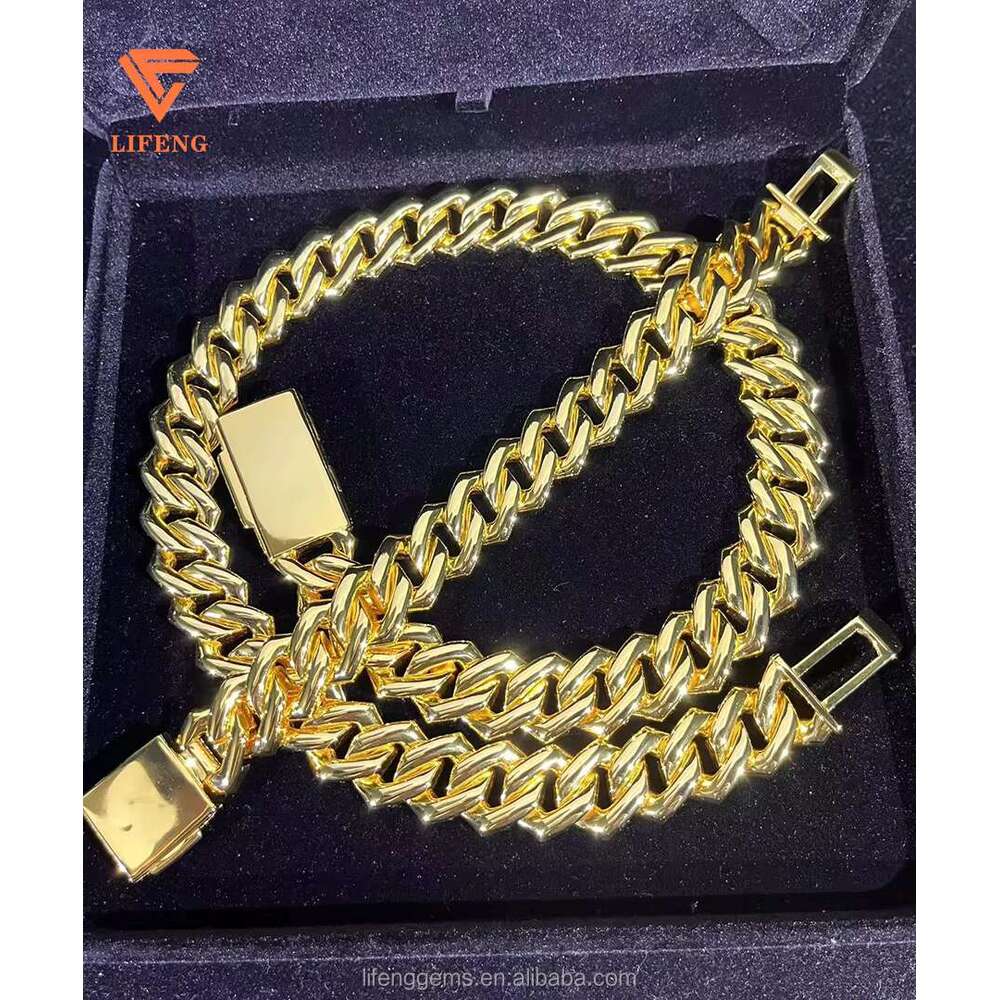 20Mm Gold Iced Out VVS Moissanite Necklace Hip Hop Fashion Jewelry Sterg Sier Cuban K Chain For Men