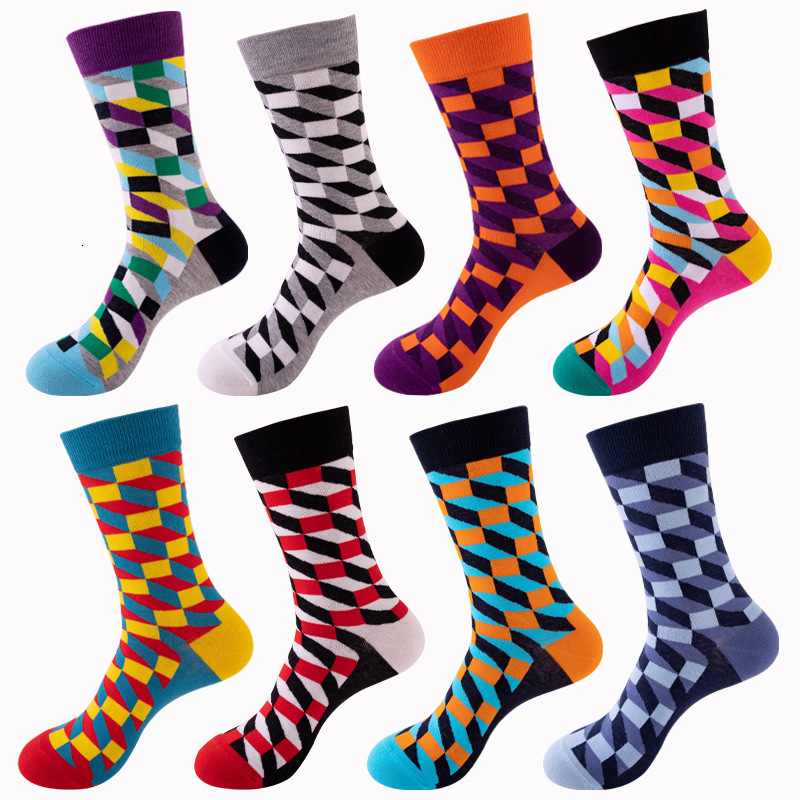 ddmyoutdoor China domestic Socks Men Color Coded Casual Ins Trendy Sweat Absorbing Breathable Odor Resistant Mid Length Socks Running And Sports For W