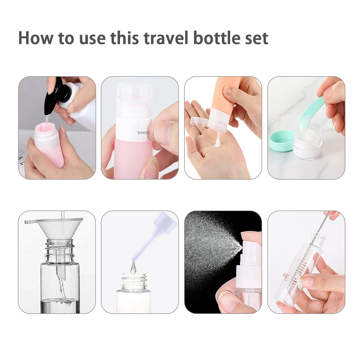 16 Pack Leak Proof Travel Bottle Set Made Of Silicone - TSA-Approved Containers For Toiletries And Conditioner 241225