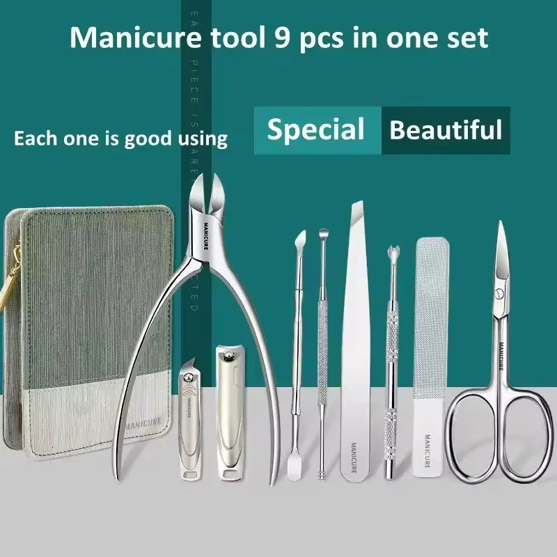 6/9/12pcs Manicure Set Nail Kit Nail Clipper Nail File Stainless Steel Grooming Kit Cuticle Nippers Manicure Set 241225