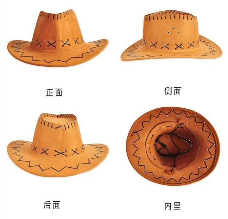 Womens mens fashion hat Western cowboy style sun hat Cowboy girl artificial suede wide brown casual womens accessories hat decoration W241225