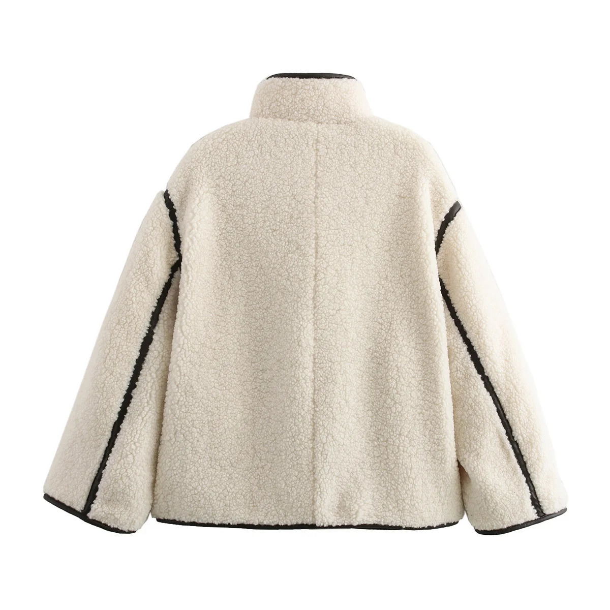 HH TRAF 2024 Woman Fashion High Street Thick Coats Solid ONeck Long Sleeves Single Breasted Winter Warm Jackets Trendy 241225