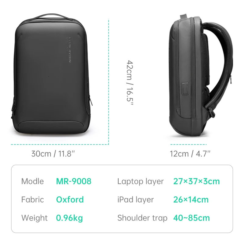 MARK RYDEN Minimalist Backpack Business Hard Shell Front Thin Laptop Backpack Black and Gray15.6 241225