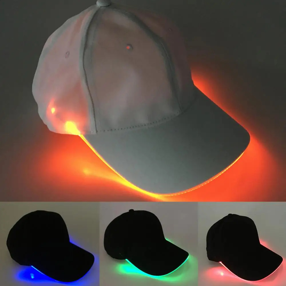 Peaked Cap Fashion Hat Unisex Solid Color LED Luminous Baseball Christmas Party Peaked Cap 241226